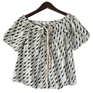 Bailey 44 Monkey Print Top Off Shoulder‎ Short Sleeve Blouse Womens